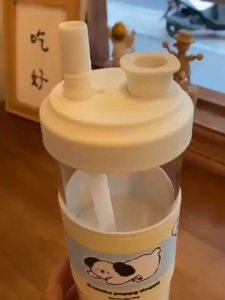 Portable Straw Cup pearl milk tea Drinking Bottles Transparent 500/850ml Large Capacity Water cup