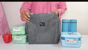 Tas bekal makanan tenteng jumbo lunch bag polos besar cooler bag asi aluminium foil tas kotak makan