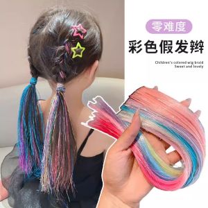 Colorful Hair Ties for Girls Childrens Braiding Rope Fake Hair Pieces Headwear Accessories Summer 2024 Fashion Trend
