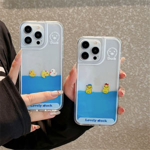 Summer 17Pro Max Liquid Sandflow Phone Case Suitable for 16/15Pro Max/14/13/12/11 Two Ducks Three Ducks