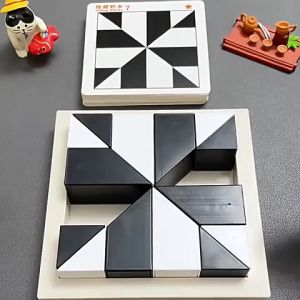 LAKOE Mainan 3D Geometri Puzzle Hiding Blocks Edukasi Tangram Montessori Anak