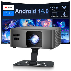 Salange | Salange P60Pro Android 14.0 Smart Projector 8K Supported WiFi6 Bluetooth 5.2 Auto Keystone Portable Home Theater Movie Projector