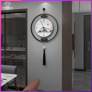 HKStorage New Chinese style wall clock living room fashionable art decoration clock wall hanging home minimalist porch creative Chinese style clock