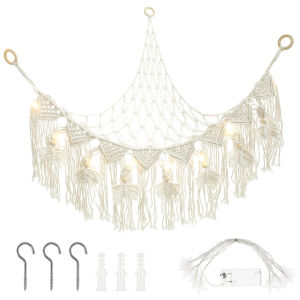Stuffed Toy Net Hammock with Star Light Portable Plush Toy Hammock Space Saving Triangle Toy Net for Home Decoration