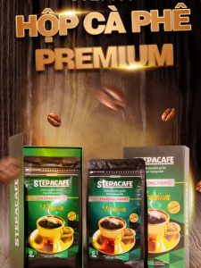 Hộp cà phê PREMIUM (Thượng Hạng) rang mộc nguyên chất dùng làm quà tặng. Hộp 500g