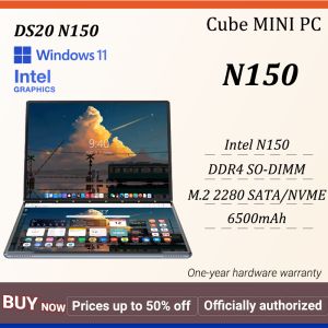 DS20 14 Dual Screen Laptop 1920*1200 Intel Lake-N150 Windows 11 DDR4 M.2 2280 Sata SSD PC Table 2 in 1