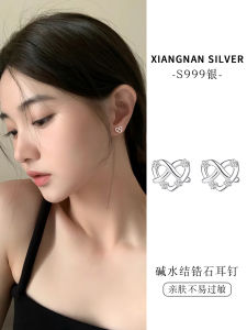 Pure Silver 999 Ear Cuff Womens Fashion Jewelry Ear Studs New 2025 Korean Style Cake/Small Snack Shape Silver Earrings