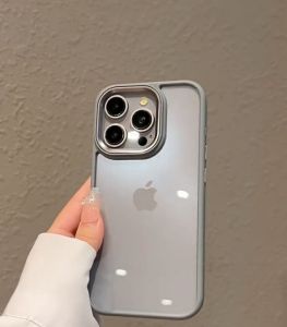 Luxury Metal Lens Phone Case for IPhone 15 Pro Max 11 12 13 14 Pro Max Silicone Edge Camera Protector Transparent Shockproof Cover