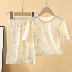 Lightweight Modal Baby Outfit Set: Air Conditioned Home Clothes for Boys & Girls Comfortable Breathable Infant Sleepwear