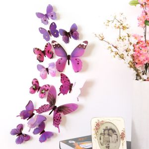 Isi 12 Pcs Sticker Dinding Kupu Kupu 3D Wall Sticker Butterfly Hiasan Dinding 3D