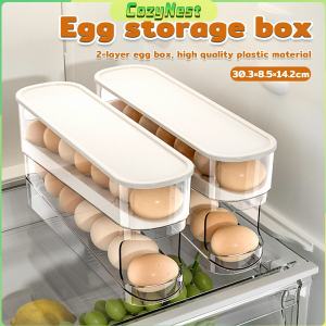 C.N 2-layer Refrigerator Egg Storage Box Kitchen Egg Rolling Storage Box