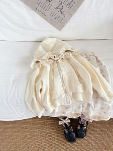 Girls Lace Hooded Outwear 2024 Spring & Fall New Arrival Children 1 Childrens Autumn Clothes Tops Girls 3 Children K-style Outwear Cardigan