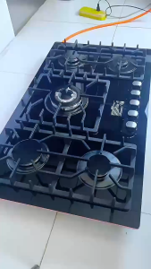 5-Burner Stainless Steel Built-in Gas Cooktop Dual Fuel Natural Gas & LPG Liquefied Petroleum Gas Hob for Household Kitchen Cooking