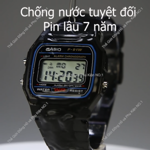 Đồng Hồ Nghĩa Vụ F91 Pin Lâu 7 năm Chống Nước Tuyệt Đối Chuông To Đèn Sáng Made In Malaysia Q3