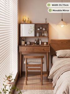 DONGMU | Light Luxe Small Space Friendly Wooden Dressing Table With Mirror