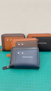 Kingdushi Dompet Zipper Mini Muat Banyak Kartu & Cash K96-8 Bahan Sintetis Lembut Pria Wanita Keren