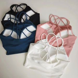 Integrated Sports Bra Womens No Steel Ring Supportive Gathered Quick Dry Yoga Fitness Vest Fixed Strap Anti Shock Breathable