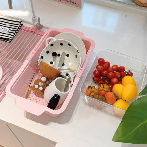 อ่างล้างจานตะกร้าระบายน้ําสองชั้นขยายผลไม้และผักอ่างล้างหน้า < Ne1> อุปกรณ์ครัวสําหรับสาวหัวใจ