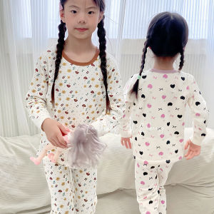 Childrens Woolen Home Clothes Set High Waist Belly Protection Base Shirt And Pants Autumn Clothes Boneless Sleepwear