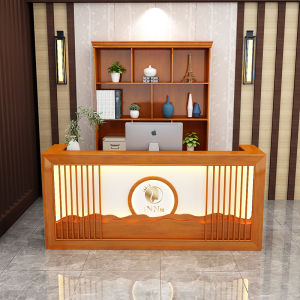 New Chinese Style Solid Wood Reception Counter for Restaurant Traditional Chinese Medicine Clinic Clubhouse Front Desk Bar