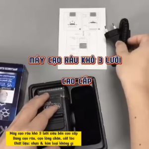 MÁY CẠO RÂU KHÔ 3 LƯỠI SIÊU SẮC SIÊU BỀN KEMEI KM 1102 CAO CẤP TRONG CÁC DÒNG MÁY CẠO RÂU GD027