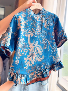 QINGNAER | Chinese Style Printed Plus Size Loose Shirt