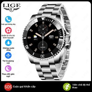 LIGE | Đồng Hồ Thông Minh Cao Cấp LIGE Dành Cho Nam Chống Nước Thể Thao Kỹ Thuật Số Gọi Điện Trả Lời Cuộc Gọi Theo Dõi Sức Khỏe Giám Sát Giấc Ngủ Dây Đeo Thông Minh
