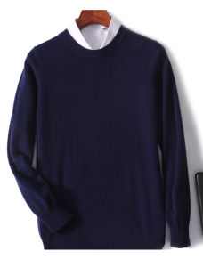 Mens round Neck Knitted Wool Sweater Pure Color Overhead Cashmere Base Shirt Business Casual Loose Fit Long Sleeve Winter