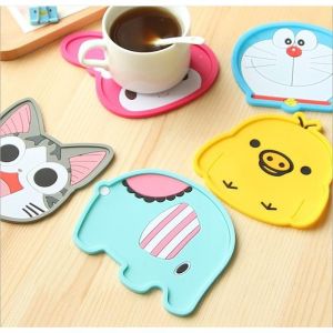 Lót ly silicon miếng lót cốc đế lót ly nhựa dẻo hoạt hình dễ thương chống trượt