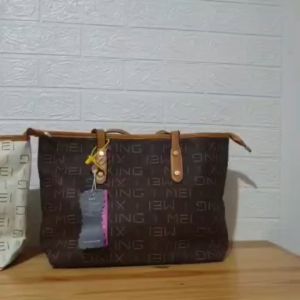 Totebag Wanita Klasik Import Tas Tote Kulit Sintetis Tas Bahu Huruf Retro Monogram Shoulder Bag Wanita 228642 2864