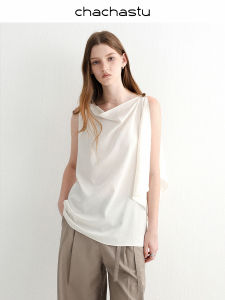 CHACHASTU | Áo Blouse Không Tay Flap Không Đều Có Nút Ở Vai Phía Một Bên
