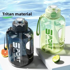 2025 New Tritan Large Capacity Water Bottle Fitness Sport Men Women Drinking Straw Cup High Temperature Resistant 2.2L