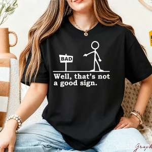 Sanrio | "This Is Not A Good Omen" Womens Funny Joke T-shirt Black Humorous Print Casual Short-Sleeve T-Shirt Graphic T Shirts Y2K Top