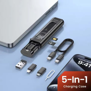 5ใน1กล่องที่เก็บดิจิตอลอเนกประสงค์แบบพกพา60วัตต์ชาร์จเร็วหัวแปลงสายข้อมูลเคสเก็บการ์ดซิมการ์ดยูเอสบี