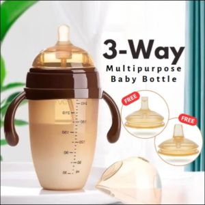 DAPANDA 3-Way Baby Feeding Bottle: A Drop-Resistant Silicone Toddler Wide Neck Feeding Bottle