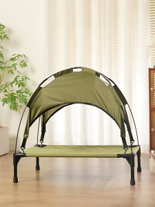 Elevated Dog Bed With Pet Tent Detachable Canopy Washable Large Size Portable Foldable Outdoor Sunshade Mat