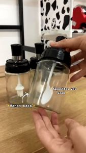 {COD} Tempat Rak Bumbu Dapur Grili Racik Garam Set Botol Kaca Toples Kaca - SENDOK NO BUBBLE
