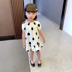 Little Moly SD064 Dress White Polkadot Anak Premium Import
