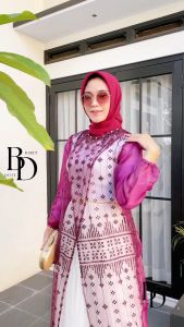 Alesha Dress Raya Lebaran Kondangan Wisuda Bridesmaids Brokat Etnik Mix Organza Satin Premium