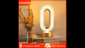 【Philippine Stock】 LED Crystal Table Lamp High-End Bedroom Bedside Night Light Three-Color Touch Dimming System Rechargeable