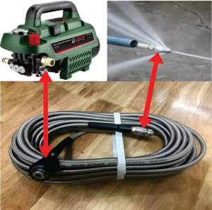 Dây Thông Tắc Cống Bằng Áp Lực Nước Máy Rửa Xe Gia Đình Ren 22mm Cuộn 10m-15m-20m Đã Kèm Đầu Van