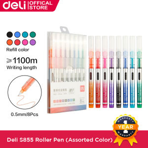 Deli 0.5mm Roller Ball Pens For School Supplies S855 8Pcs