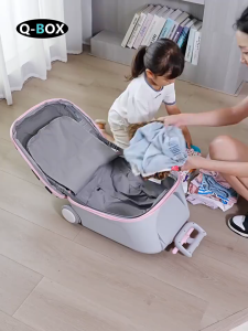 【SG Local Seller】QBOX Kids Luggage 20inch Travel Luggage Childrens suitcase Foldable Trolley Childrens Seat