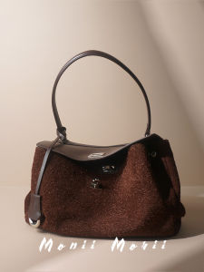 Monster King Fleece Lined Leather Tote Bag Commuter Large Capacity Underarm Single Shoulder Womens Bag Relaxed Sensation