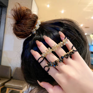 2025 New Womens Crystal Hair Ties High Ponytail Elastic Bands Hair Accessories Korean Style Fashion Jewelry Fresh out