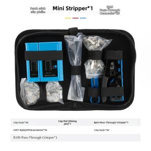 Bộ Dụng Cụ Bấm Mạng RJ45 Cho Cáp Mạng Cat7 Cat6 8P6P Kèm Dụng Cụ Kiểm Tra Đầu Nối Modular Dụng Cụ Bóc Vỏ Dây Buộc Cáp Và Túi Đựng Dụng Cụ