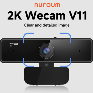NUROUM V11 2K Webcam With Dual Microphone 1080P 60fps 1440P 30fps FHD Computer Mini Web Camera USB for PC Laptop