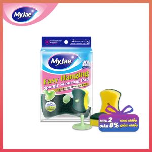 Miếng bọt biển rửa chén MyJae 2 mặt mút xốp rửa bát đa năng kèm miêng nhựa hít kê 11.3cm x 7.8cm x 2.7cm (2 miếng/gói)