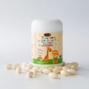 [ 3แถม2 ] Auswelllife AWL Calcium Plus D3 แคลเซียมแบบเคี้ยว รสส้ม แคลเซียมสำหรับเด็ก นมเม็ด โครอสตรุ้ม  ออสเวลไลฟ์ 1 กระปุก บรรจุ 30 แคปซูล แถมโพรไบโอติก 1