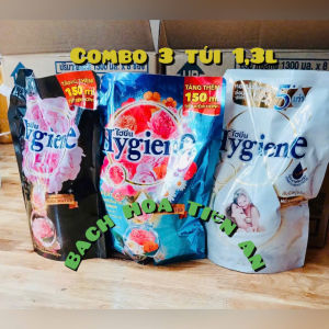 Combo 3 Túi Nước Xả Vải Hygiene Kháng Khuẩn & Làm Mềm Vải Hương Hoa Oải Hương Kích Thước 13L